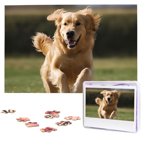 Golden Retriever Lauf-Puzzle, 1000 Teile, Holz-Puzzle, personalisiertes Bild, Puzzle, benutzerdefinierte Puzzles für Erwachsene, Hochzeit von VTCTOASY