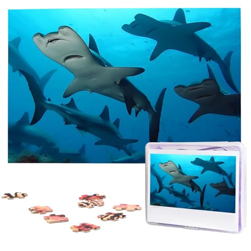 Hammerhead Sharks Puzzle, 1000 Teile, Holzpuzzle, personalisiertes Bild, Puzzle, individuelle Puzzles für Erwachsene Hochzeit von VTCTOASY