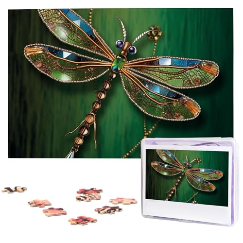 Jewel Libelle Puzzles 1000 Teile Personalisierte Puzzles mit Aufbewahrungstasche, Bilder, Puzzle für Fotos, Herausfordernde Puzzle, Heimdekoration, Puzzle (74.9 x 50 cm) von VTCTOASY