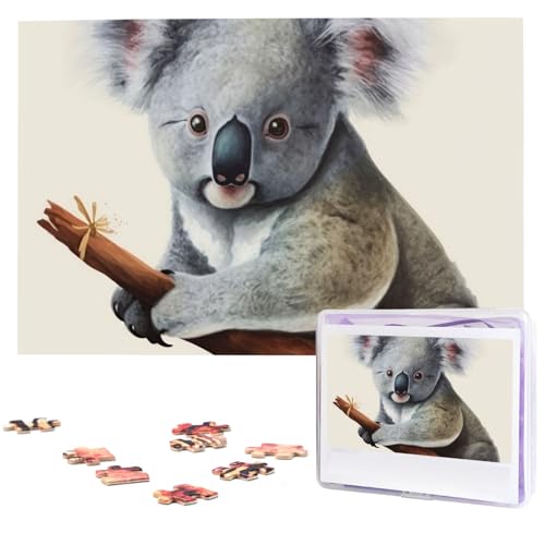 Koala- und Schmetterlingspuzzle, 1000 Teile, personalisierbar, mit Aufbewahrungstasche, Foto-Puzzle für Fotos, anspruchsvolles Bilderpuzzle für Familie, Heimdekoration, Puzzle (74,9 x 50 cm) von VTCTOASY