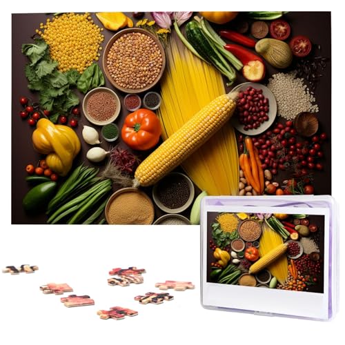 Lebensmittel-Puzzle, 1000 Teile, personalisiertes Puzzle mit Aufbewahrungstasche, Foto-Puzzle für Fotos, anspruchsvolles Bilderpuzzle für Familie, Heimdekoration, Puzzle (74,9 x 50 cm) von VTCTOASY