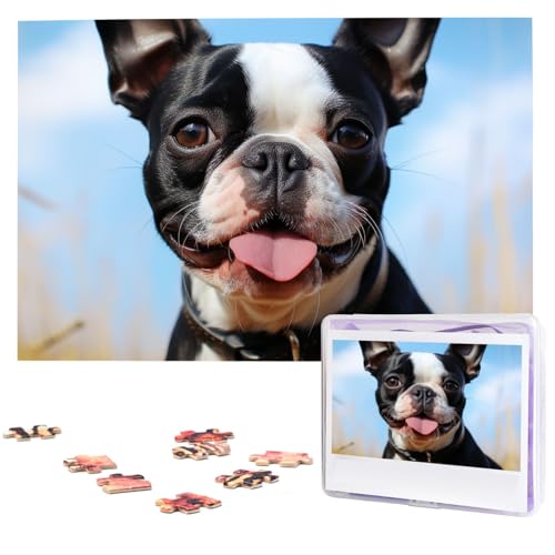 Lovely Boston Terrier Puzzle, 1000 Teile, Holzpuzzle, personalisiertes Bild, Puzzle, individuelle Puzzles für Erwachsene Hochzeit von VTCTOASY