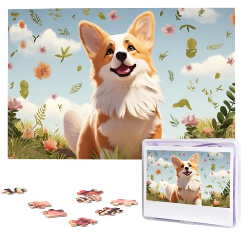 Lovely Corgi Puzzle, 1000 Teile, Holzpuzzle, personalisiertes Bild, Puzzle, individuelle Puzzles für Erwachsene Hochzeit von VTCTOASY