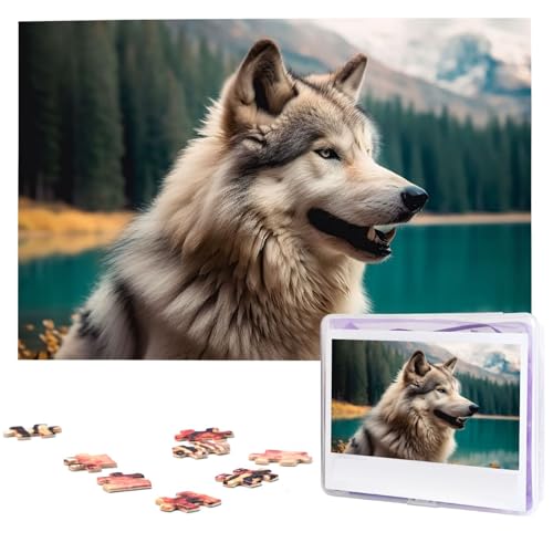 Lustiges Tierwolf-Puzzle, 1000 Teile, Holz-Puzzle, personalisiertes Bild, Puzzle, individuelle Puzzles für Erwachsene, Hochzeit von VTCTOASY