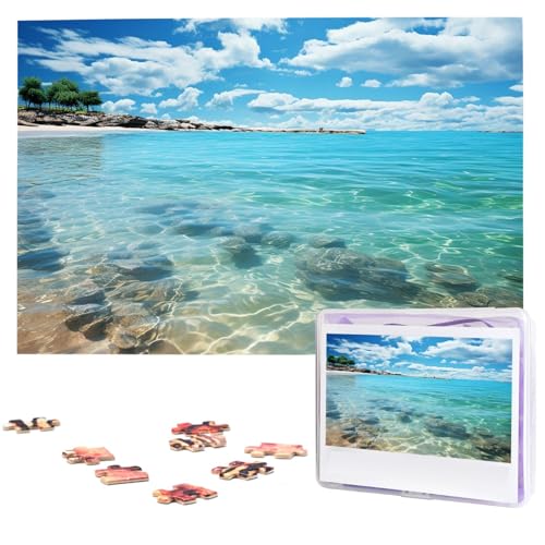 Malerisches Meerwasser-Puzzle, 1000 Teile, Holz-Puzzle, personalisiertes Bild, Puzzle, individuelle Puzzles für Erwachsene, Hochzeit von VTCTOASY