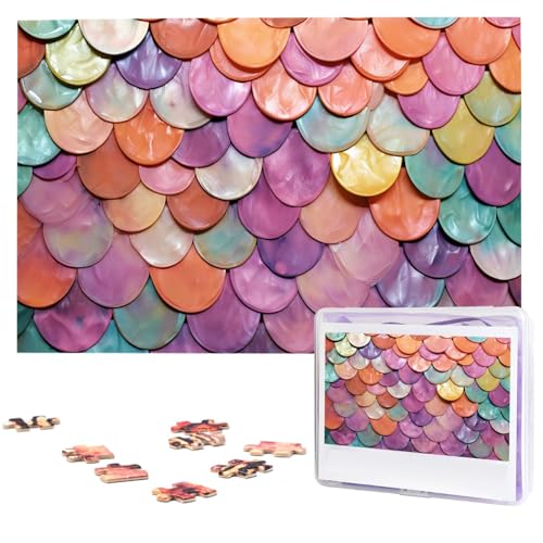 Meerjungfrauen-Schuppen-Hintergrund-Puzzle, 1000 Teile, Holz-Puzzle, personalisiertes Bild, Puzzle, benutzerdefinierte Puzzles für Erwachsene, Hochzeit von VTCTOASY