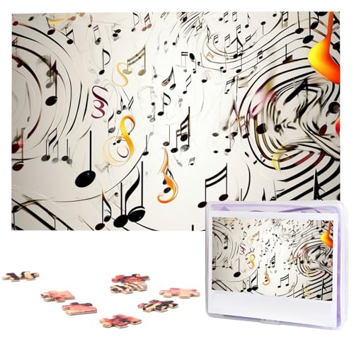 Musik Noten Print Puzzles 1000 Stücke Personalisierte Puzzles mit Aufbewahrungstasche Bilder Puzzle für Fotos Herausfordernde Bild Puzzle Home Decor Jigsaw(74.9 cm * 50cm) von VTCTOASY