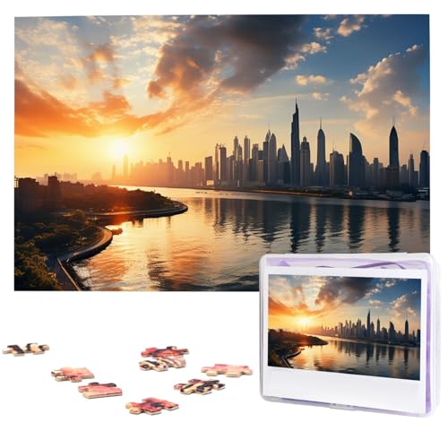 New York im Sonnenuntergang Puzzle, 1000 Teile, Holzpuzzle, personalisiertes Bildpuzzle, individuelle Puzzles für Erwachsene Hochzeit von VTCTOASY