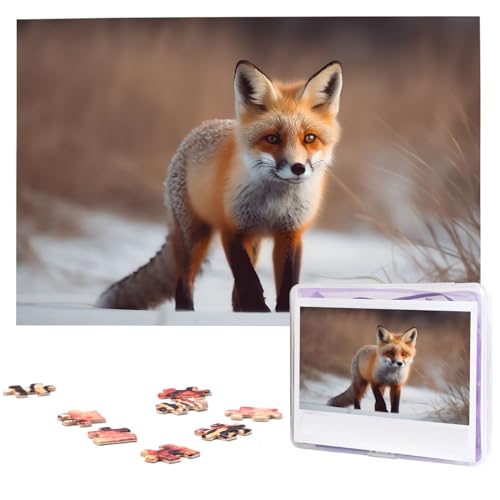 Niedliche Fuchs-Puzzles, 1000 Teile, personalisierte Puzzles mit Aufbewahrungstasche, Fotos, Puzzle für Fotos, herausforderndes Bild Puzzle für Familie, Heimdekoration, Puzzle (74,9 x 50 cm) von VTCTOASY