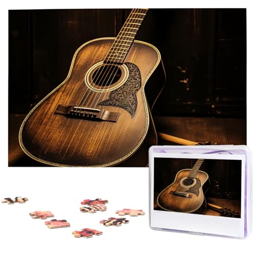 Old West Gitarren-Puzzle, 1000 Teile, Holz-Puzzle, personalisiertes Bild, Puzzle, individuelle Puzzles für Erwachsene, Hochzeit von VTCTOASY