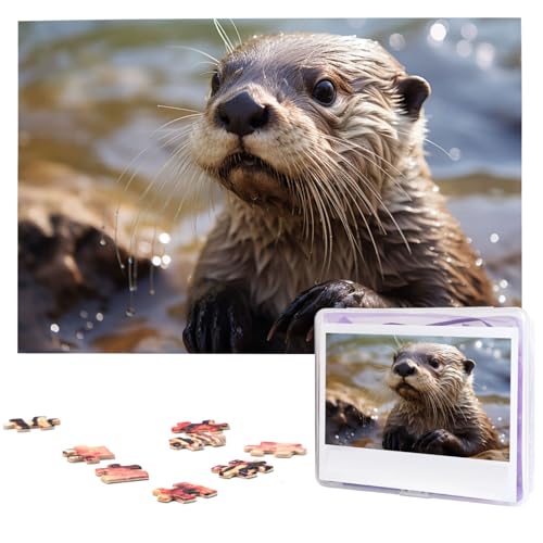 Otter spielt im Wasser, Puzzle, 1000 Teile, Holzpuzzle, personalisiertes Bild, Puzzle, individuelle Puzzles für Erwachsene Hochzeit von VTCTOASY