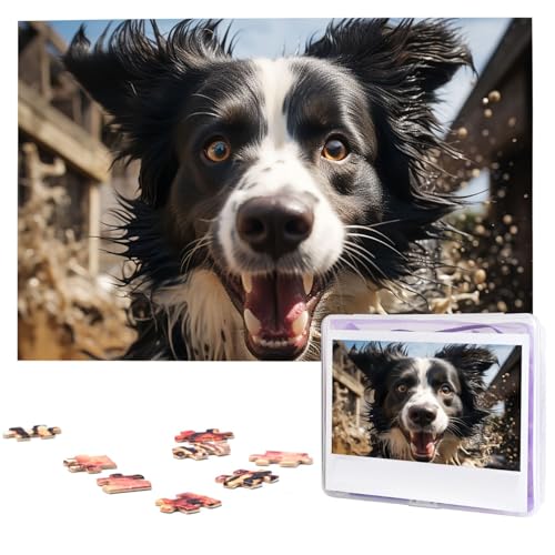 Pastor Border Collie Puzzle, 1000 Teile, Holzpuzzle, personalisiertes Bild, Puzzle, individuelle Puzzles für Erwachsene Hochzeit von VTCTOASY