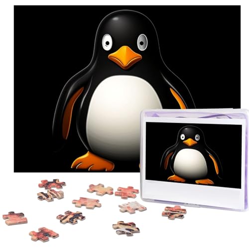 Pinguin-Bilder-Puzzle, 500 Teile, personalisierbar, mit Aufbewahrungstasche, Foto-Puzzle für Fotos, anspruchsvolles Bilder-Puzzle für Familie, Heimdekoration, Puzzle (51,8 x 38,1 cm) von VTCTOASY