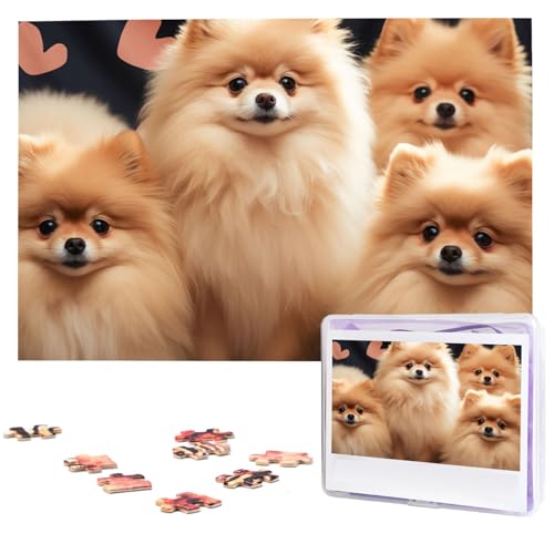 Pomeranians Welpen-Puzzles, 1000 Teile, personalisiertes Puzzle mit Aufbewahrungstasche, Foto-Puzzle für Fotos, anspruchsvolles Bilderpuzzle für Familie, Heimdekoration, Puzzle (74,9 x 50 cm) von VTCTOASY