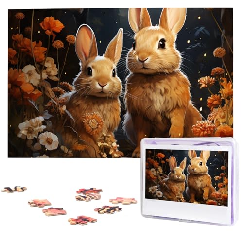 Puzzle mit Hasen im Garten, 1000 Teile, Holzpuzzle, personalisiertes Bild, Puzzle, individuelle Puzzles für Erwachsene, Hochzeit von VTCTOASY