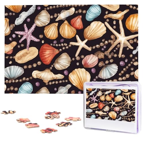 Puzzle mit Perlen- und Muscheldruck, 1000 Teile, Holzpuzzle, personalisiertes Bild, Puzzle, individuelle Puzzles für Erwachsene und Hochzeiten von VTCTOASY