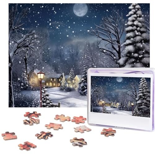 Puzzle mit Winterschnee-Nacht, 500 Teile, Holzpuzzle, personalisiertes Bild, Puzzle, individuelle Puzzles für Erwachsene, Hochzeit von VTCTOASY