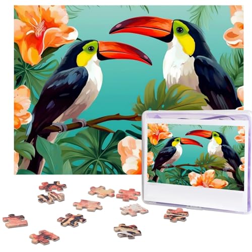 Puzzle mit tropischen Blumen und Vögeln, 500 Teile, Holzpuzzle, personalisiertes Bild, Puzzle, individuelle Puzzles für Erwachsene und Hochzeiten von VTCTOASY