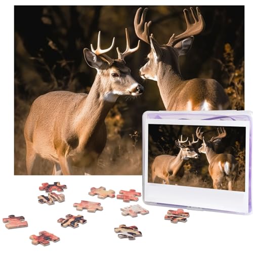 Puzzle mit zwei Hirschen, 500 Teile, Holzpuzzle, personalisiertes Bild, Puzzle, individuelle Puzzles für Erwachsene und Hochzeiten von VTCTOASY