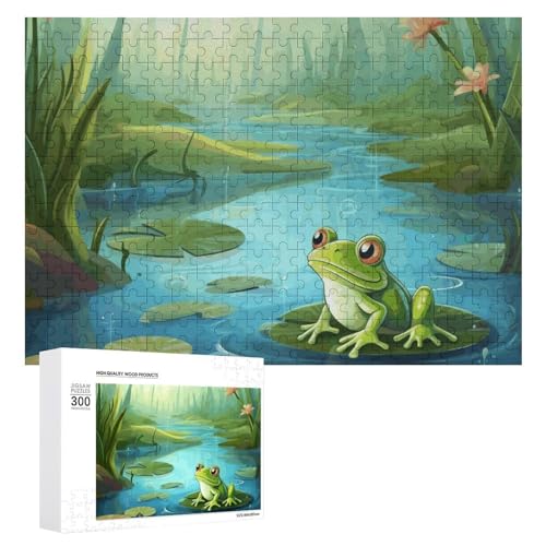 Puzzles, 300 Teile, personalisierbar, Frosch im Teich, Foto-Puzzle für Familie, Bilderpuzzle für Erwachsene, Hochzeit, Geburtstag von VTCTOASY