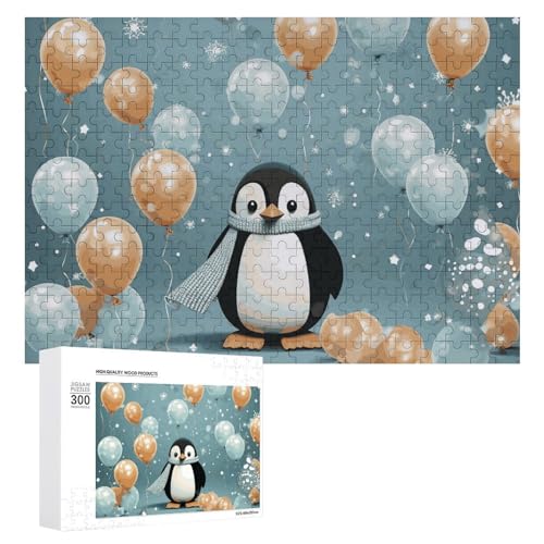 Puzzles, 300 Teile, personalisierbar, Pinguin, Ballon, Schneeflocke, Fotos, Puzzle für Familie, Bilderpuzzle für Erwachsene, Hochzeit, Geburtstag von VTCTOASY