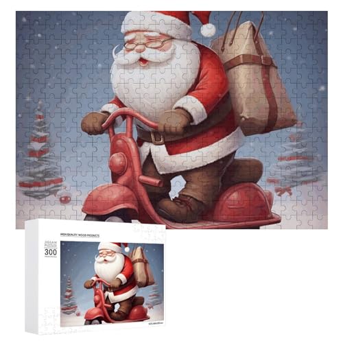 Puzzles mit 300 Teilen, personalisiertes Puzzle, Weihnachtsmann auf Roller, Fotos, Puzzle für Familie, Bilderpuzzle für Erwachsene, Hochzeit, Geburtstag von VTCTOASY