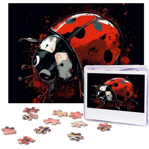 Red Ladybug Puzzles 500 Teile Personalisierte Puzzles mit Aufbewahrungstasche Fotos Puzzle für Fotos Herausforderndes Bilderpuzzle für Familie Home Decor Jigsaw (51,8 x 38,1 cm) von VTCTOASY