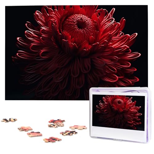 Rote Blumen-Puzzles, 1000 Teile, personalisierbar, mit Aufbewahrungstasche, Foto-Puzzle für Fotos, anspruchsvolles Bild, Puzzle, Heimdekoration, Puzzle (74,9 x 50 cm) von VTCTOASY