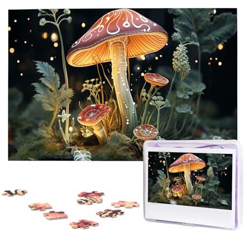 Schmetterlingspilz-Puzzle, 1000 Teile, personalisiertes Puzzle mit Aufbewahrungstasche, Foto-Puzzle für Fotos, anspruchsvolles Bilderpuzzle für Familie, Heimdekoration, Puzzle (74,9 x 50 cm) von VTCTOASY