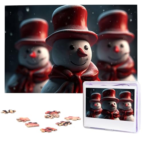 Schneemann Dekorationen Puzzles 1000 Teile Personalisierte Puzzles mit Aufbewahrungstasche Bilder Puzzle für Fotos Herausfordernde Bild Puzzle Wohnkultur Puzzle (74,9 cm x 50 cm) von VTCTOASY