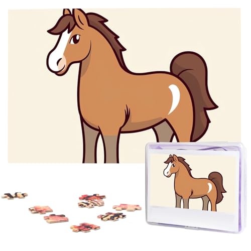 Simple Horse Cartoon Jigsaw Puzzle 1000 Piece Wooden Jigsaw Puzzles Personalized Picture Puzzle Custom Jigsaw Puzzles for Adult Wedding von VTCTOASY