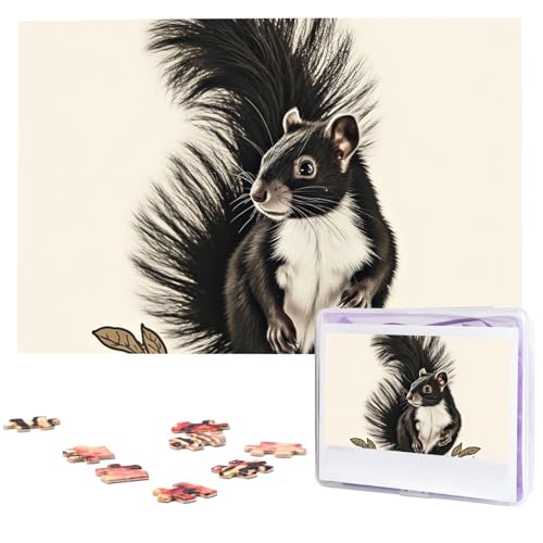 Skunk Puzzles 1000 Teile, personalisiertes Puzzle mit Aufbewahrungstasche, Foto-Puzzle für Fotos, anspruchsvolles Bilderpuzzle für Familie, Heimdekoration, Puzzle (74,9 x 50 cm) von VTCTOASY