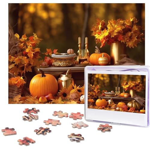 Thanksgiving-Puzzle, Goldener Herbst, 500 Teile, Holz-Puzzle, personalisiertes Bild, Puzzle, individuelle Puzzles für Erwachsene, Hochzeit von VTCTOASY