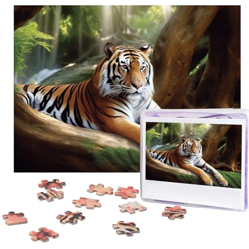Tiger Under Tree Puzzle, 500 Teile, Holzpuzzle, personalisiertes Bild, Puzzle, individuelle Puzzles für Erwachsene Hochzeit von VTCTOASY