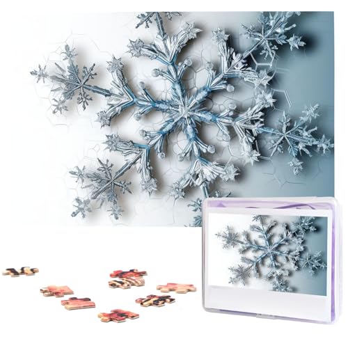 Transparente Schneeflocken-Puzzles, 1000 Teile, personalisiertes Puzzle mit Aufbewahrungstasche, Foto-Puzzle für Fotos, anspruchsvolles Bilderpuzzle für Familie, Heimdekoration, Puzzle (74,9 x 50 cm) von VTCTOASY