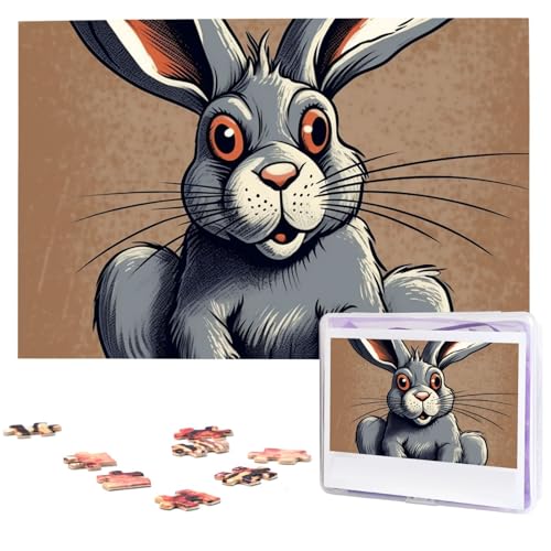 Überraschende Kaninchenpuzzles 1000 Teile Personalisierte Puzzles mit Aufbewahrungstasche Bilder Puzzle für Fotos Herausfordernde Foto Puzzle Heimdekoration Puzzle (74,9 cm x 50 cm) von VTCTOASY