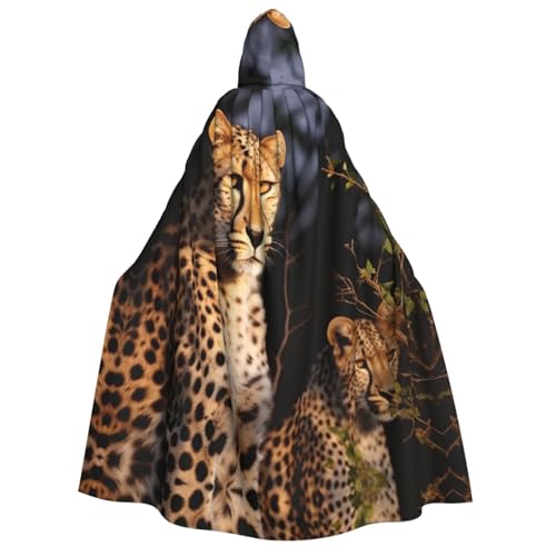 Umhang mit Kapuze mit Wildtier-Leopardenmuster, Zauberer-Tunika, Halloween-Umhang, Cosplay-Kostüm für Damen, Schwarz, Einheitsgröße, Schwarz, EinheitsgröÃŸe von VTCTOASY