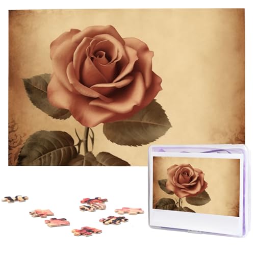 Vintage Rose Puzzles 1000 Teile Personalisierte Puzzles mit Aufbewahrungstasche Fotos Puzzle für Fotos Herausforderndes Bilderpuzzle Wohnkultur Puzzle (74,9 x 50 cm) von VTCTOASY