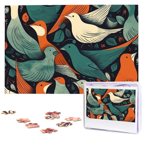 Vogelflocken-Puzzle, 1000 Teile, personalisierbar, mit Aufbewahrungstasche, Foto-Puzzle für Fotos, anspruchsvolles Bild, Puzzle, Heimdekoration, Puzzle (74,9 x 50 cm) von VTCTOASY