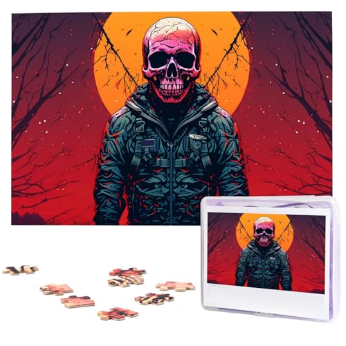 Vollmond-Totenkopf-Puzzle, 1000 Teile, personalisierbar, mit Aufbewahrungstasche, Foto-Puzzle für Fotos, anspruchsvolles Bilder-Puzzle für Familie, Heimdekoration, Puzzle (74,9 x 50 cm) von VTCTOASY