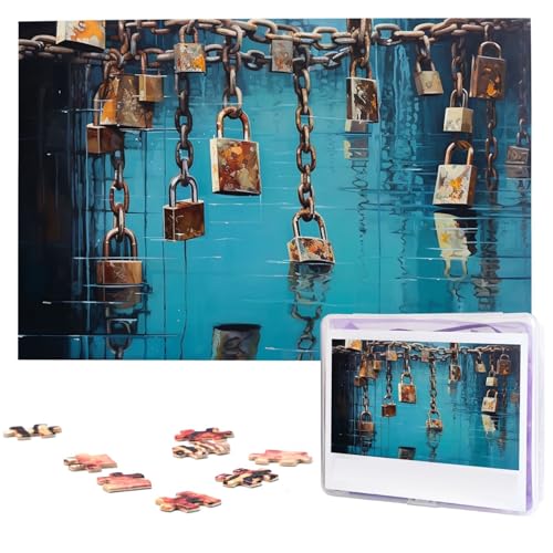 Vorhängeschloss Puzzles 1000 Teile Personalisierte Puzzles mit Aufbewahrungstasche Fotos Puzzle für Fotos Herausforderndes Bilderpuzzle für Familie Home Decor Puzzle (74,9 x 50 cm) von VTCTOASY