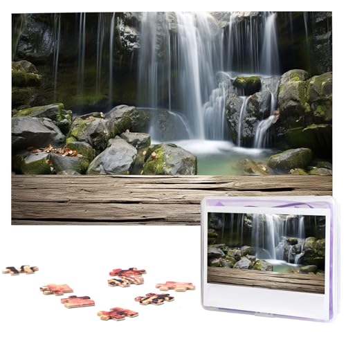 Wasserfall-Puzzle, 1000 Teile, Holz-Puzzle, personalisiertes Bild, Puzzle, individuelle Puzzles für Erwachsene, Hochzeit von VTCTOASY
