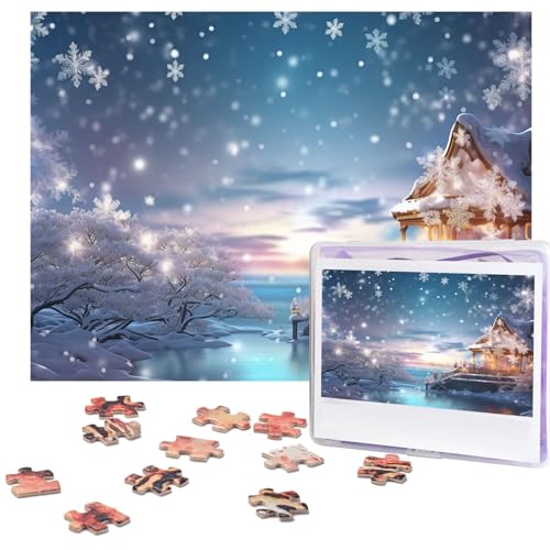 Winter-Party-Puzzle, 500 Teile, Holz-Puzzle, personalisiertes Bild, Puzzle, individuelle Puzzles für Erwachsene, Hochzeit von VTCTOASY