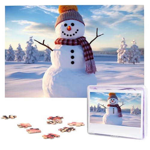Winter-Schneemann-Puzzle, 1000 Teile, Holz-Puzzle, personalisiertes Bild, Puzzle, individuelle Puzzles für Erwachsene, Hochzeit von VTCTOASY