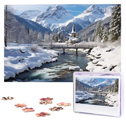 Winterlandschaft in den bayerischen Alpen Puzzle 1000 Teile Holzpuzzle Personalisiertes Bildpuzzle Benutzerdefinierte Puzzles für Erwachsene Hochzeit von VTCTOASY