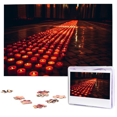 Wishing Candle Puzzles 1000 Teile, personalisiertes Puzzle mit Aufbewahrungstasche, Foto-Puzzle für Fotos, anspruchsvolles Bilderpuzzle, Heimdekoration, Puzzle (74,9 x 50 cm) von VTCTOASY