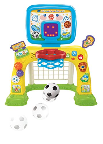 VTech - Interaktives Multi-Sport-Baby, Mehrfarbig, Motorik-Struktur für Babys, 2-in-1, Fußballtor, Basketballkorb mit Punktetabelle und Luftballons, Geschenk für Kinder ab 1 Jahr – Inhalt auf von Vtech