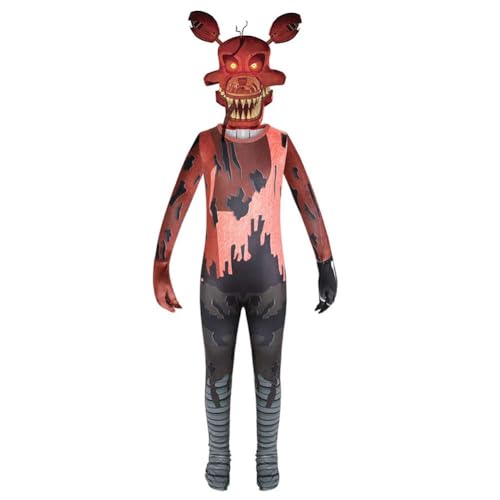 VUEHVO Five Nights Gmae Cosplay-Kostüm für Kinder, FNAF, Cosplay-Overall mit Gesichtsmaske, Uniform, komplettes Set, Halloween, Karneval, Party-Outfits (Typ a, 150) von VUEHVO