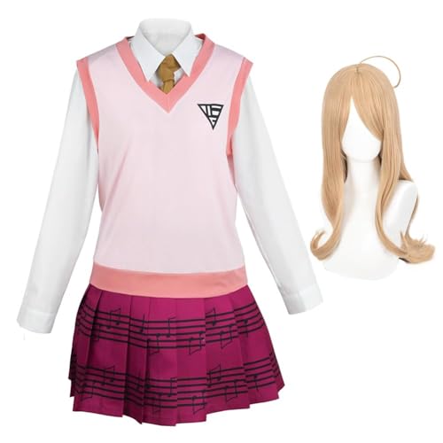 VUEHVO Mikan Tsumiki/Akamatsu Kaede Cosplay Weibliches Kostüm JK Krankenschwester Uniform mit Perücken-Set Rollenspiel Halloween Anime Karneval Party Outfit für Fans (Akamatsu Kaede Kostüm + Perücke, von VUEHVO