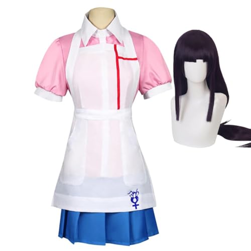 VUEHVO Mikan Tsumiki/Akamatsu Kaede Cosplay Weibliches Kostüm JK Krankenschwester Uniform mit Perücken-Set Rollenspiel Halloween Anime Karneval Party Outfit für Fans (Mikan Tsumiki Kostüm + Perücke, von VUEHVO